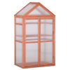 Outsunny Wooden Greenhouse 32 x 19 x 54 with Adjustable Shelves Double Doors Flower Planter Protection Orange
