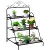 Outsunny Metal Plant Stand 3 Tier Ladder Display Shelf Flower Pot Holder for Indoor Outdoor Patio