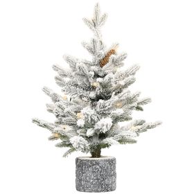 3FT Pre-lit Potted Flocked Christmas Tree