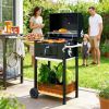 Charcoal barbecue grill, backyard picnic cookware, black