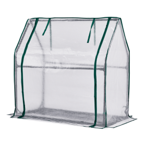 Mini Greenhouse with PE Cover, Indoor Outdoor Plant Gardening Green House for Garden Backyard, 36*18*33in, White