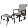 Outdoor Glider with Ottoman, Patio Glider Chair Set with High Back, Wide Seat for Porch, Garden, Backyard, Gray