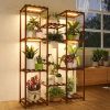 Plant Stand with Grow Light Plant Shelf for Mutiple Pots Large Plant Holder for Living Room Patio Boho Home Decor for Gardening Warm Light