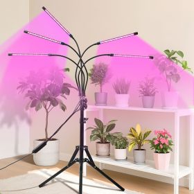 Full Spectrum Indoor Plant Grow Light with Adjustable Stand – 80 LEDs Floor Plant Lamp, 5 Dimming Levels (20%-100%), 3/9/12H Auto On/Off Timer, Height