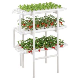 Hydroponics Growing System Kit, 3-Tier 108 Sites UPVC Pipe Hydroponic Grow Kit with Timed Irrigation, Sun & Light Blocking Pipes, Indoor Home Garden V