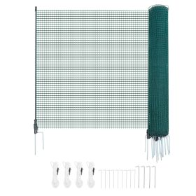 Temporary Fence with Posts, 3 x 49.2 FT Plastic Mesh Fencing, Garden Safety Fences Netting with Double-Spike Stakes & Guy Ropes