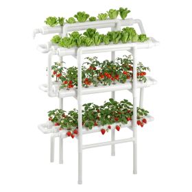 Hydroponics Growing System Kit, 3-Tier 90 Sites UPVC Pipe Hydroponic Grow Kit with Timed Irrigation, Sun & Light Blocking Pipes, Indoor Home Garden Ve