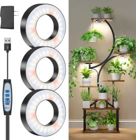 Grow Lights for Indoor Plants, 144 LEDs Full Spectrum LED Plant Grow Light, 5V/3A Under Cabinet Grow Lamp with Auto Timer 6/12/16 Hrs, 3 Lighting Mode