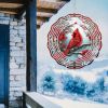 CIFbuyCardinal Wind Spinners with Pine & Floral Design: Vibrant Red Metal Outdoor Decor | Hanging Wind Chimes for Garden, Patio