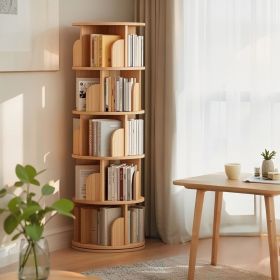 5 Tier Rotating Bookshelf, 360° Display Round Spinning Bookshelf, Space-Saving, Small Space Rotating Bookshelf Tower for Bedroom, Living Room, Home