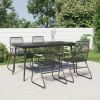 5 Piece Patio Dining Set Black PVC Rattan
