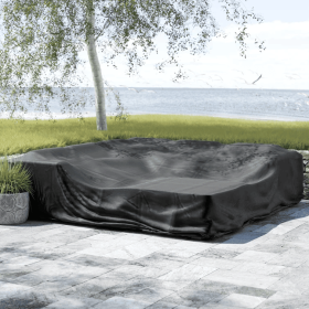 Direct Wicker 106x106in Durable and Water Resistant Outdoor Furniture Cover with Buckles Fits - black