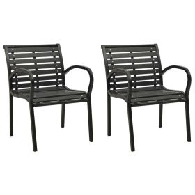 Patio Chairs 2 pcs Steel and WPC Black