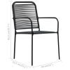Patio Chairs 4 pcs Cotton Rope and Steel Black