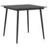 Garden Table Black Powder-coated steel, glass 31.5 x 31.5 x 29.1 in