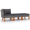 Garden Lounge Set Grey PE rattan Compact Removable Covers