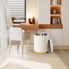 1pc Round Storage Ottoman, Upholstered Vanity Stool, Footrest Stool with Gold Metal Base, Side Table Padded Seat for Living Room Bedroom