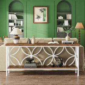Long Sofa Table Behind Couch, Entry Console Table - Walnut/White