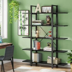 Bookshelf, Vintage Industrial Style Bookcase,black - black