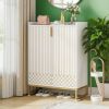 Shoe Cabinet - White and Gold