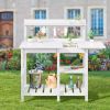 Weather Resistant Outdoor Potting Bench Table with Storage Shelf Wooden Garden Workstation with Open Shelves for Planting Gardening Backyard Patio Bal