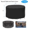 Circular Table Cover UV Water Resistant Outdoor Furniture Protector For Small Round Table Chairs Set - 4 Seat