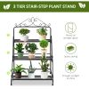 Outsunny Metal Plant Stand 3 Tier Ladder Display Shelf Flower Pot Holder for Indoor Outdoor Patio