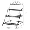 Outsunny Metal Plant Stand 3 Tier Ladder Display Shelf Flower Pot Holder for Indoor Outdoor Patio