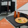 Outsunny Outdoor 3 Burner Gas Grill Portable BBQ Trolley with Wheels Warming Rack Shelves Cabinet Thermometer Black