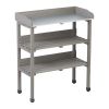3-Tier Wooden Workbench with Adjustable Feet, Built-In Hooks & Storage Shelves, Compact Tool Bench for Garage, Workshop, or Craft Room Organization