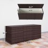 Outsunny Outdoor Storage Box Brown PE Rattan Wicker Deck Box Inner Liner Patio Furniture Cushions Pool Toys Garden Tools