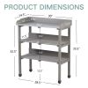 3-Tier Wooden Workbench with Adjustable Feet, Built-In Hooks & Storage Shelves, Compact Tool Bench for Garage, Workshop, or Craft Room Organization