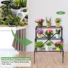 3-Tier Metal Plant Stand with Widened Grid Shelf for Porch Garden