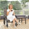 Outdoor Glider with Ottoman, Patio Glider Chair Set with High Back, Wide Seat for Porch, Garden, Backyard, Brown