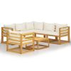 7 Piece Patio Lounge Set with Cushion Cream Solid Acacia Wood