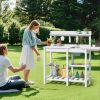 Weather Resistant Outdoor Potting Bench Table with Storage Shelf Wooden Garden Workstation with Open Shelves for Planting Gardening Backyard Patio Bal