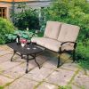 2 Pieces Patio Outdoor Cushioned Coffee Table Seat