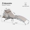 Outdoor Chaise Lounge Set of 2 Patio Recliner Chairs with Adjustable Backrest and Removable Pillow for Indoor&Outdoor Beach Pool Sunbathing Lawn (Khak