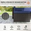 3-piece terrace furniture set, outdoor furniture set, garden set, navy blue
