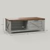 HOMCOM Coffee Table with Storage, Farmhouse Living Room Table with Storage Drawer and Open Shelf, Distressed Gray