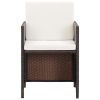 Patio Chairs with Cushions 2 pcs Poly Rattan Brown
