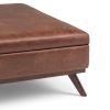 Owen - Square Coffee Table Storage Ottoman - Distressed Saddle Brown