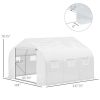 Outdoor Walk-In Tunnel Greenhouse Hot House with Roll-up Windows, Zippered Door, PE Cover 11.5' x 9.8' x 6.5' AS