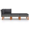 Garden Lounge Set Grey PE rattan Compact Removable Covers
