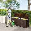 Outsunny Outdoor Storage Box Brown PE Rattan Wicker Deck Box Inner Liner Patio Furniture Cushions Pool Toys Garden Tools