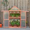 Outsunny Wooden Greenhouse 32 x 19 x 54 with Adjustable Shelves Double Doors Flower Planter Protection Orange