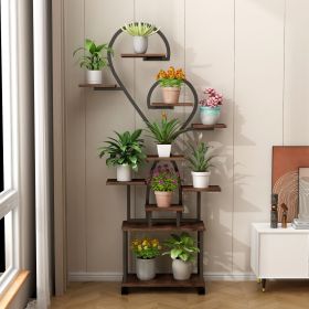 (Heart Shape) Plant Stand Indoor with Grow Lights, Tiered Indoor Plant Shelf, Metal Plant Flower Holder Stand, S-Shaped Plant Rack for Home, Patio