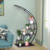 5 tier semicircular iron plant stand plant holder iron flower stand for home garden balcony patio display rack black