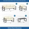 All-Weather 5-Piece Ultra Aluminum Patio Furniture Set, 7-Seat Conversation Sofa with 10 Inches Extra thick Beige Back Cushions and Glass Table