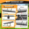15 Inch Dual Blade Lawn Dethatching Rake, Manual Weed Puller and Grass Removal Tool with Sharp Steel Tines for Lawn Care